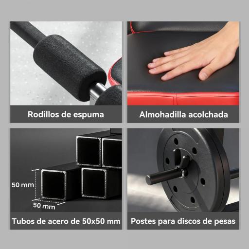 Banco de Musculación Carga 420 kg con Soporte para Barra y Respaldo Ajustable para Entrenamiento en Casa Gimnasio [3]