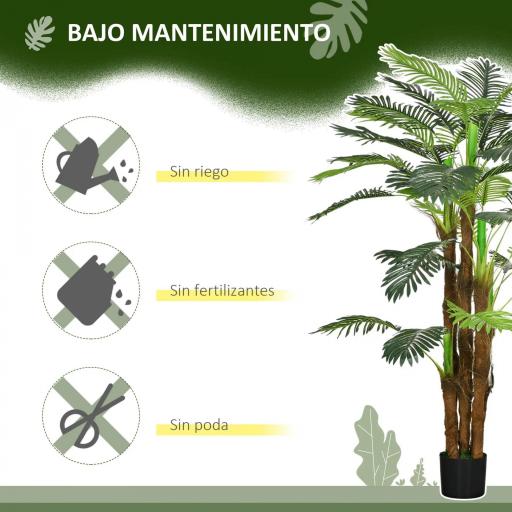 Planta Artificial Decorativa 160 cm Palmera Artificial con Maceta y Hojas para Interior Verde [2]