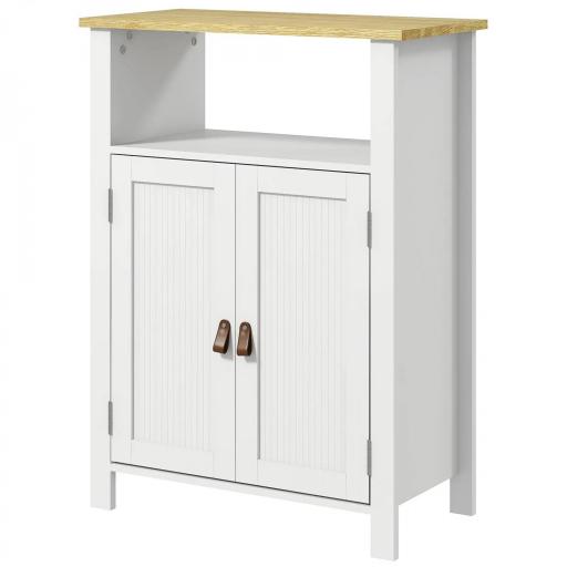 Mueble Bajo para Baño con Almacenaje Armario de Puertas y Estante Ajustable para Aseo o Baño Moderno 60x30x80,5cm Blanco [9]