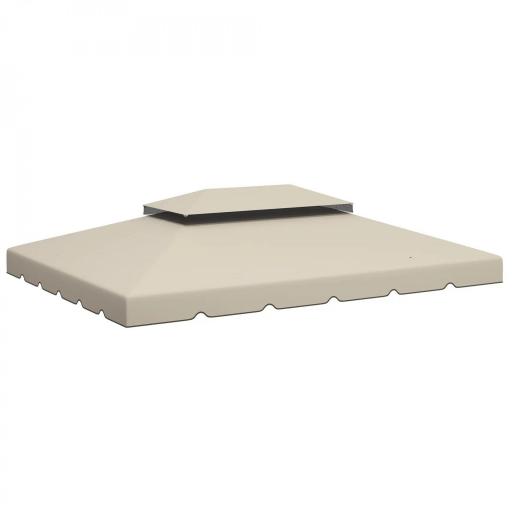 Toldo de Recambio para Cenador 4x3 m con Techo Doble Orificios de Drenaje Solo Toldo NO Incluye Marco Beige [9]