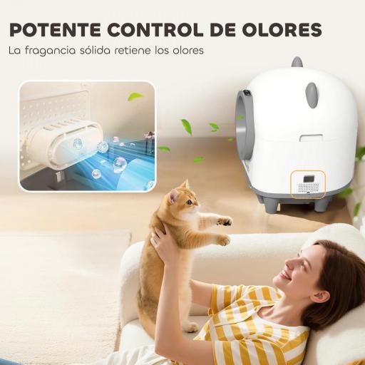 Arenero Gatos Autolimpiable 80L Eliminación de Olores Control de APP Protección de Seguridad 1 Rollo de Bolsas de Basura [2]