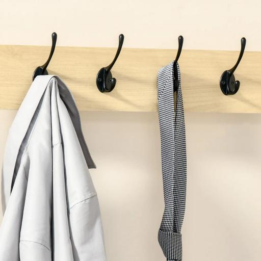 Perchero Metálico Zapatero con 3 Estantes y 4 Ganchos para Colgar Ropas para Pasillo Entrada 60x40x175cm Negro y Natural [4]