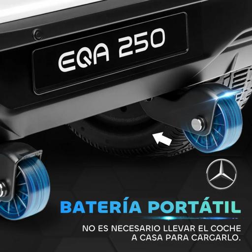 Coche Eléctrico para Niños Mercedes-Benz EQA 12V Control Remoto Música Bocina Velocidad 3-8 km/h 111,5x69x52,5cm Blanco [3]
