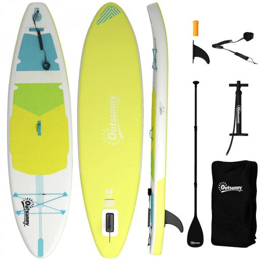 Tabla de Paddle Surf Hinchable 320 cm, con Superficie Antideslizante Remo de Aluminio Ajustable Quilla Bomba y Mochila [9]