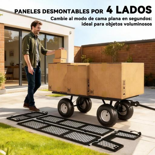 Carrito de Jardín con Ruedas Grandes Bolsa Impermeable Removible y Mango Giratorio Carga 300 kg 105x51x54 cm Negro [9]