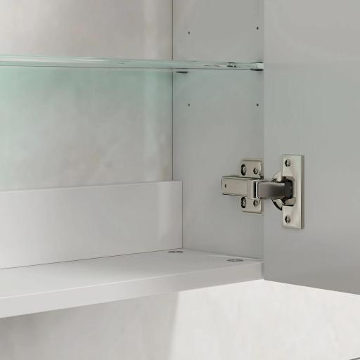 Armario de Baño de Pared con Estantes Ajustables de Vidrio Templado Ahorro de Espacio 40x15x55 cm Blanco Brillo [6]