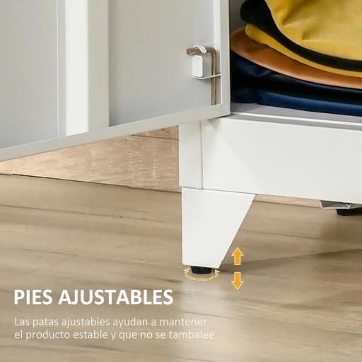 Armario Metálico con 2 Puertas y 2 Baldas Ajustables Mueble Multiusos para Oficina Salón Dormitorio 75x33x110cm Blanco [5]