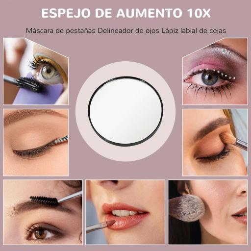 Espejo de Tocador Giratorio 58x46 cm con 14 Bombillas LED 3 Modos de Iluminación Ajustables Interruptor Táctil Negro [6]