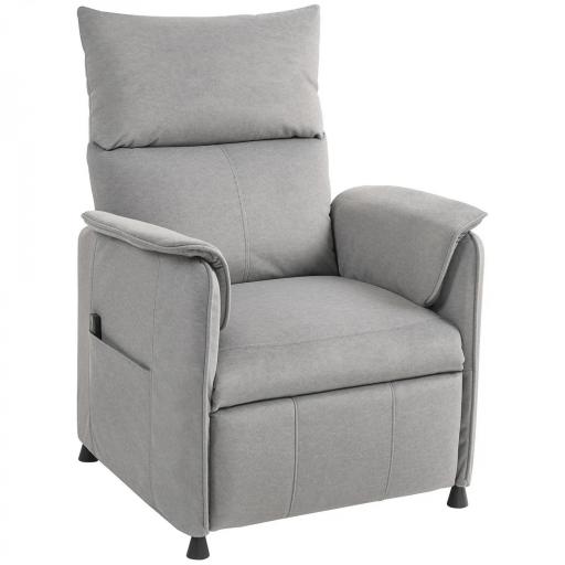 Sillón Reclinable con Motor sin Escobillas Reposapiés Tapizado Resistente y Bolsillos Laterales 80x83x104 cm Gris [8]