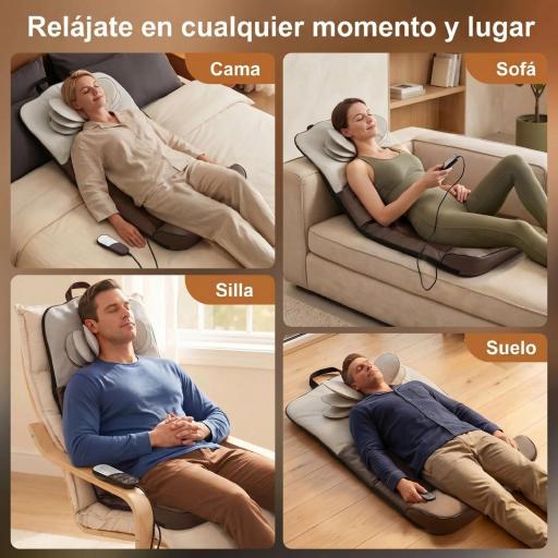 Colchón de Masaje Plegable con Calefacción Compresión de Aire 4 Modos 3 Intensidades Apagado Automático Marrón [3]
