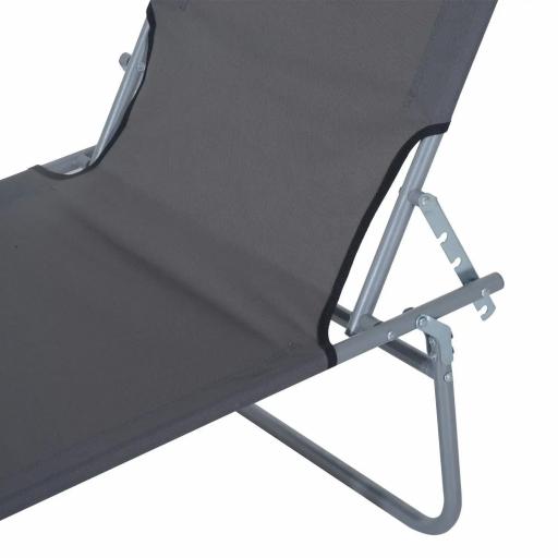 Tumbona de jardín Plegable con Toldo y Respaldo Reclinable para Jardín Terraza Acampada 187x58x36cm Gris [7]