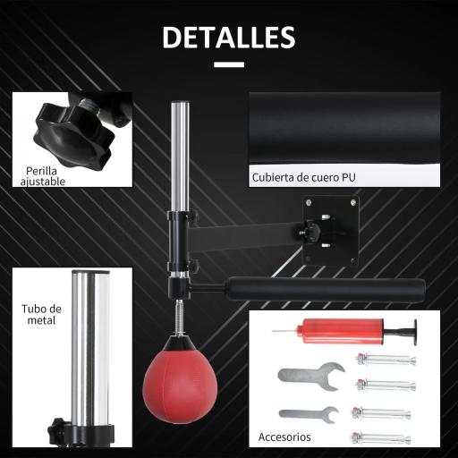 Bola de Velocidad de Boxeo Montado en Pared Altura Ajustable con Barra Giratoria e Inflador Punching Ball para Adultos y Adolescentes 79x72x20 cm Negro y Rojo [4]