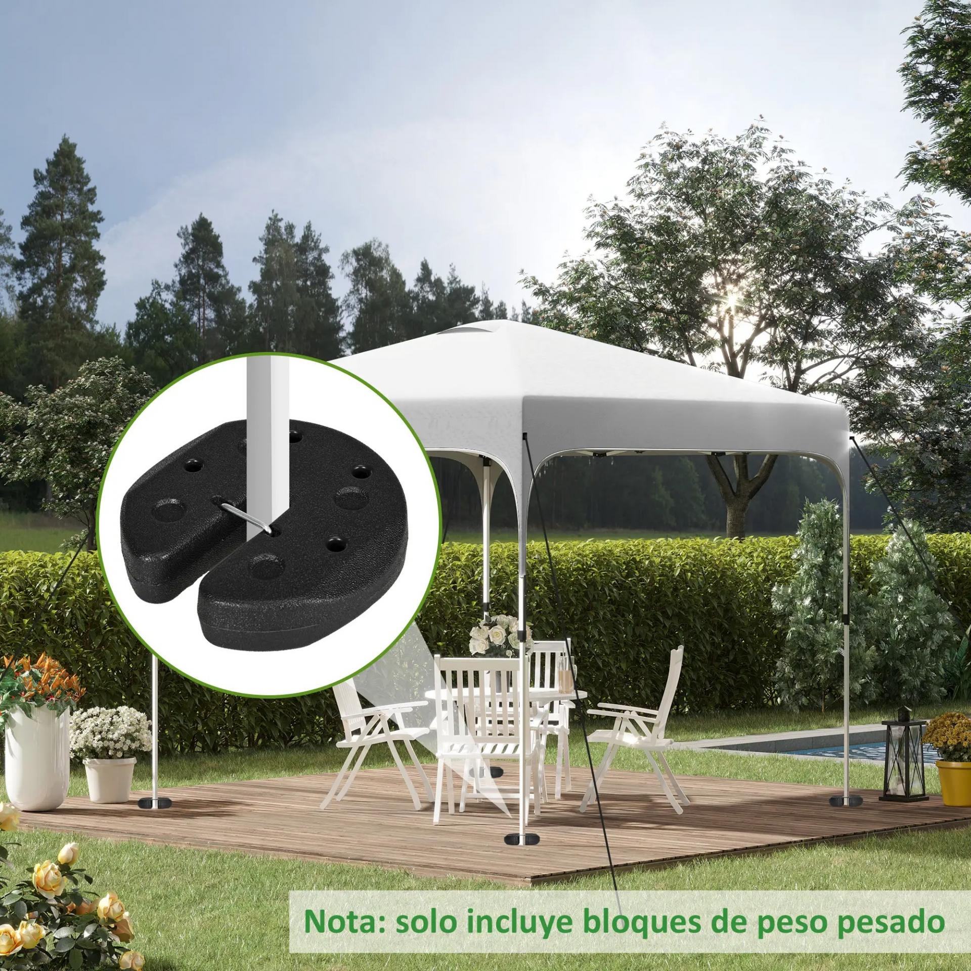 Pack de 4 Pesos para Carpas Plegables Rellenados con Cemento Bases para Toldo Pérgola Ø22x5,5 cm Negro