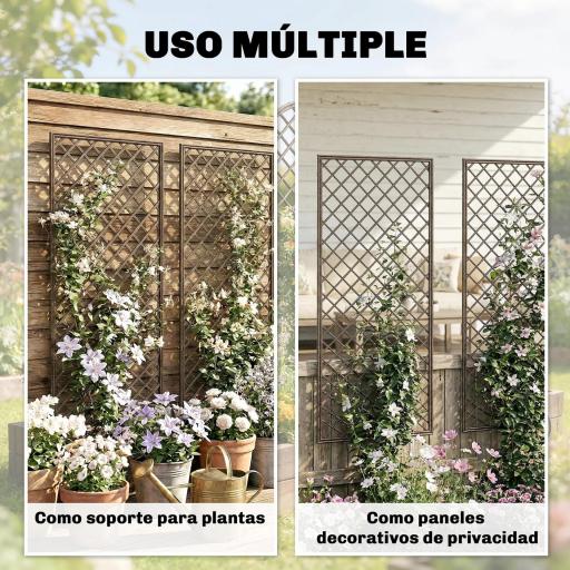 Juego de 3 Enrejados de Jardín de Mimbre Soportes para Plantas Trepadoras con Parte Superior Plana 43x112 cm Natural [3]