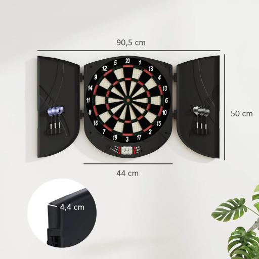 Diana Electrónica Digital Diana con 6 Dardos hasta 8 Jugadores Marcador Puertas Laterales Pantalla LCD y 26 Juegos 44x4,4x50 cm Negro [1]