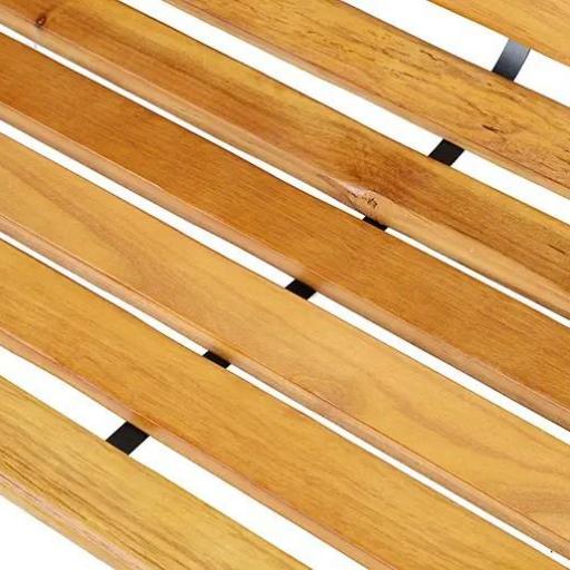 Banco de Jardín de Madera de 2 Plazas 122x60x83 cm con Respaldo y Apoyabrazos Listones y Marco de Acero Carga 220 kg Color Natural y Negro [3]