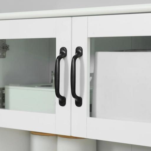 Alacena de Cocina Mueble Buffet de Cocina con 4 Puertas Cajón y Estantes Ajustables para Comedor 60x38x161 cm Blanco [7]