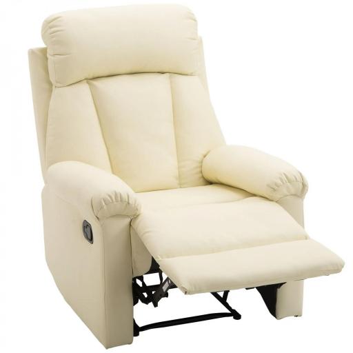 Sillón Relax Reclinable hasta 150° Tapizado en PU Butaca de Salón con Reposapiés Retráctil Respaldo Alto Resposabrazos para Dormitorio 80x97x107 cm Blanco [9]
