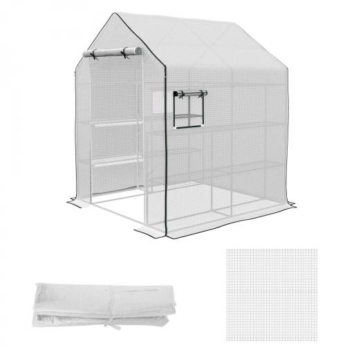 Cubierta de Repuesto para Invernadero 140x143x190cm con Ventana Puerta Enrollable Anti-UV para Plantas Jardín Blanco [8]