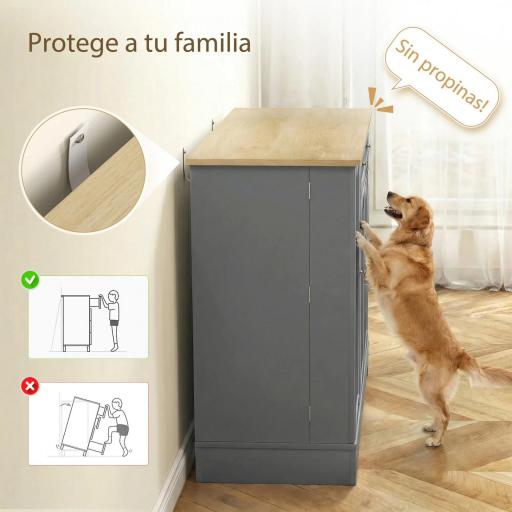 Aparador de Cocina Armario de Cocina con 3 Estantes de Puerta Cajón Estantes Ajustables para Comedor 105x40x83 cm Gris [4]