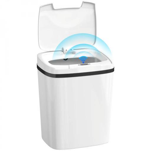 Cubo de Basura Cocina Automático 15 L con Sensor Infrarrojo y Modo Manual Anillo de Retención Antihuellas Blanco [8]