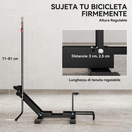 Soporte para Bicicletas de Acero Aparca Bicis de Suelo Plegable Portátil para Casa Garaje Taller 75x41x71-81 cm Negro [5]