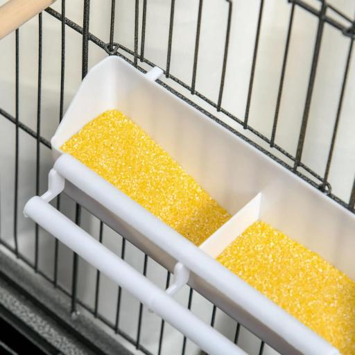 Jaula para Pájaros con Ruedas 78x52x132 cm con Bandeja Extraíble y Estante para Canarios Periquitos Gris Oscuro [7]