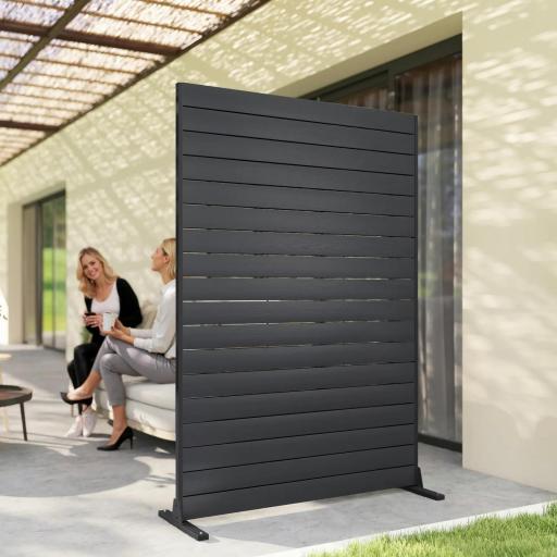 Biombo de 6 Paneles de HDPE 120x174 cm Biombo Separador de Ambientes con Soporte Aspecto de Vetas de Madera Negro [10]