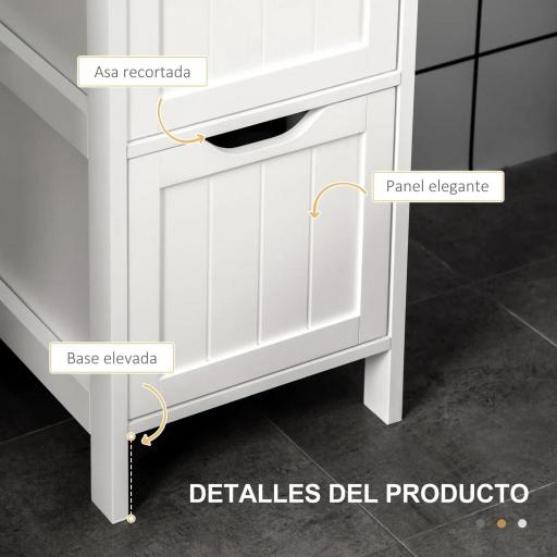 Armario Alto de Baño Estrecho con 3 Cajones y 2 Estantes Abiertos Estilo Moderno 30x30x141,6 cm Blanco [6]