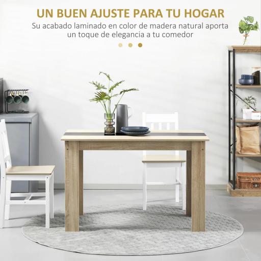 Mesa de Comedor para 4-6 Personas Mesa de Cocina Rectangular Estilo Moderno 120x69x75 cm Roble y Negro [4]