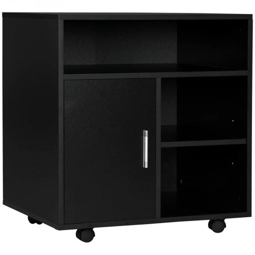 Mueble con Ruedas Armario de Oficina Multifuncional con Estantes con Amplio Espacio de Almacenaje 60x50x65,5 cm Negro [9]