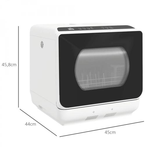 Lavavajillas Pequeño con 5+1 Programas Dos Modos de Suministro de Agua Depósito de Agua de 6L Pantalla LED Blanco [1]