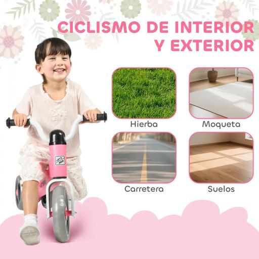 Bicicleta sin Pedales para Niños de 12 a 36 Meses con Ruedas Silenciosas y Manillares con Giro Limitado a 60°, Rosa [6]