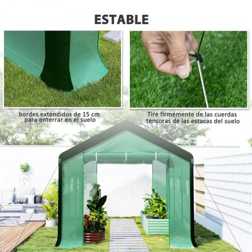 Outsunny Invernadero de Túnel 6x3x2,8 m con 6 Ventanas Cubierta de PE Anti-UV y 2 Puertas Enrollables con Cremallera Verde 283,04€ 332,99€ Envío gratis [6]