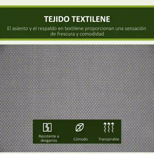 Columpio de Jardín Exterior de 2 Plazas Techo Ajustable y Marco de Acero Asientos Textilene 140x118x162 cm Gris Oscuro [4]