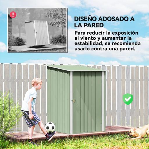 Caseta de Jardín Metálica 0,92 m² 100x103x160 cm con 1 Puerta y Cerradura para Almacenamiento Herramientas Verde Claro [5]
