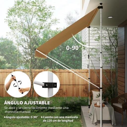 Toldo Manual Retráctil 300x150x170-280 cm con Altura Ajustable Manivela y Protección Solar para Terraza Naranja [5]