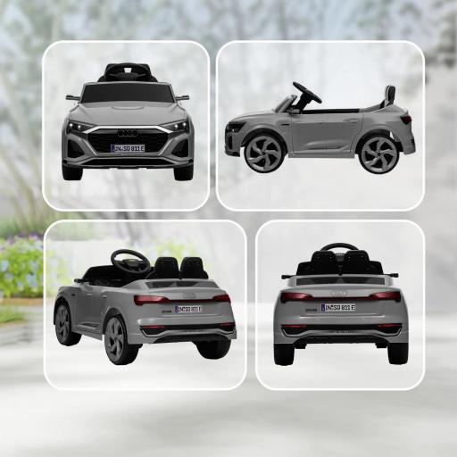 Coche Eléctrico para Niños Audi Q8 etron sportback con Batería 12V Mando a Distancia Faros Bocina y Música Gris [8]
