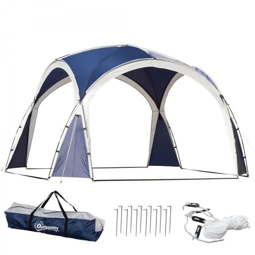 Toldo Camping Plegable 3,5x3,5 m con Gancho Bolsa de Transporte Impermeable y Protección UV para Terraza Playa Azul [8]