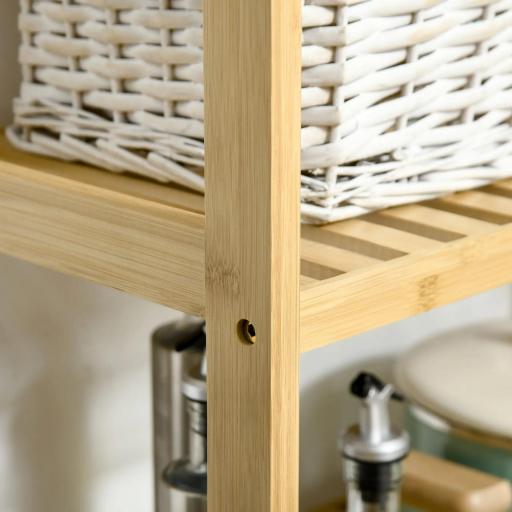 Estantería de Bambú de 3 Niveles Estantería de Pie Moderno Estante de Almacenamiento para Baño Cocina Salón Dormitorio Antivuelco 62x33x80 cm Natural [5]