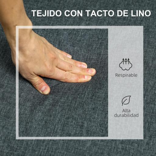 Sofá de 2 Plazas Tapizado en Lino Sintético con Espacio de Almacenaje 2 Almohadas y Patas de Madera 135x71x84 cm Gris [2]