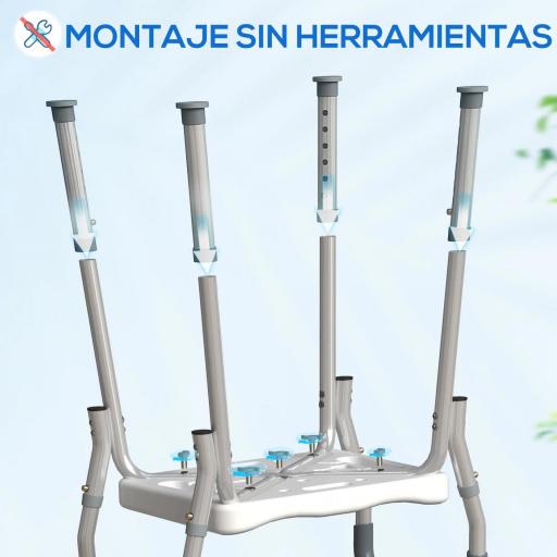 Taburete de ducha con Altura Ajustable para Personas Mayores o con Movilidad Reducida 52x45x69 cm Asiento Blanco y Azul [4]