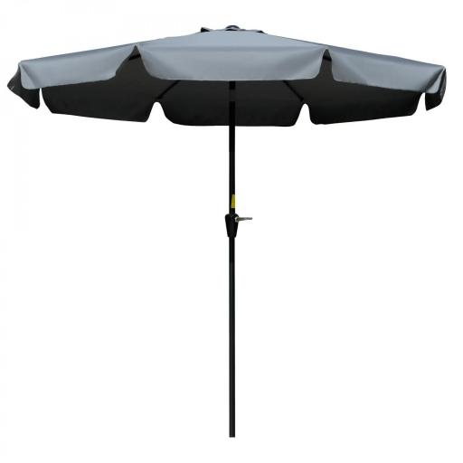 Parasol de Jardín de Aluminio Ø266x250 cm con Ángulo Ajustable Protección UV50+ Techo de Ventilación y Manivela Gris [8]