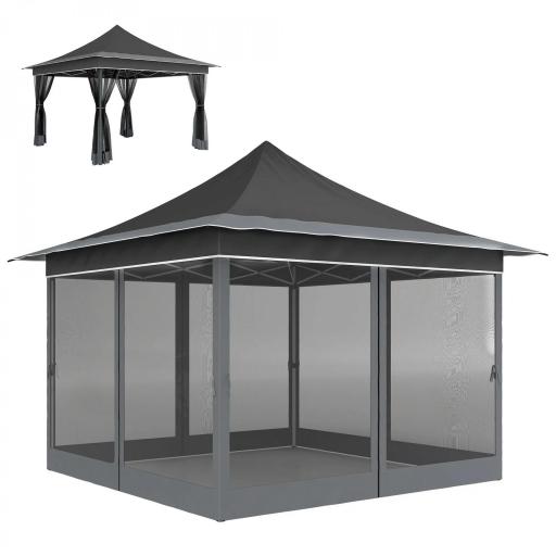 Carpa Plegable 3,5x3,5x3 m con Mosquitera Altura Ajustable y Protección UPF50+ con Bolsa de Transporte Gris Oscuro [8]
