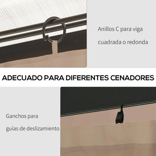  4 Paredes Laterales para Cenador 3x2 m con Ganchos Cortinas sin Ventanas para Carpa de Jardín Exterior Fiesta Marrón [4]