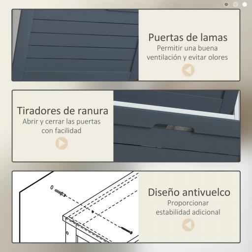 Mueble Zapatero Estrecho Armario Zapatero Alto con 3 Cajones Abatibles para 6 Pares de Zapatos 53x18x108,5 cm Gris [3]