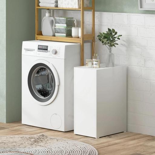 Mueble de Baño Estrecho con Cajón y Ruedas Organizador Independiente con 3 Compartimentos 47x30x66,5 cm Blanco [7]