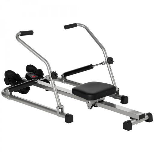 Máquina de Remo Hidráulico Plegable con 3 Niveles de Resistencia Monitor Digital y Pedal Antideslizante para Fitness en Casa Acero 129x70x70 cm Negro y Plata [8]