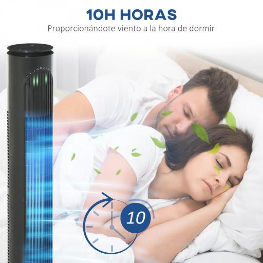 Ventilador de Torre Silencioso con Control Remoto 3 Velocidades 3 Modos Temporizador 10H Oscilación 70° Gris Oscuro [5]