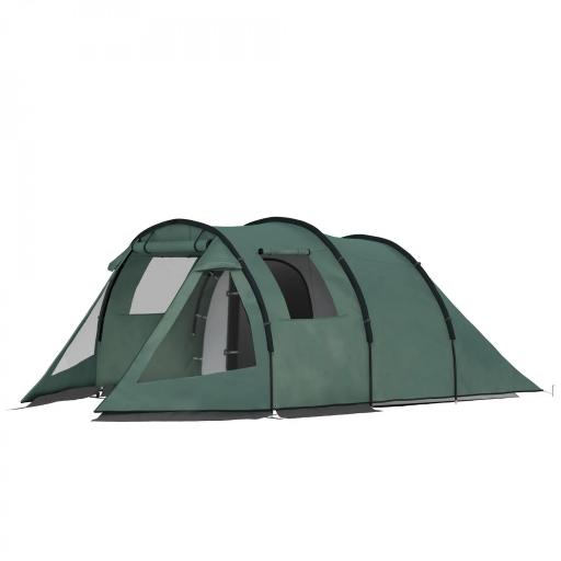 Tienda de Campaña para 3 Personas Impermeable PU2000 mm Protección UV30+ con Bolsa de Transporte 475x264x172 cm Verde [8]